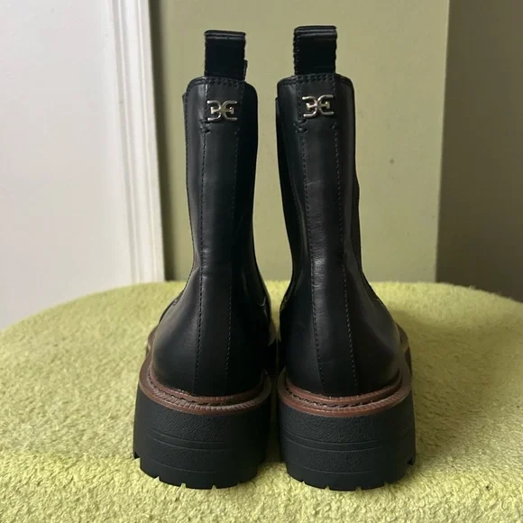 NWOB Sam Edelman Black Leather Ankle Boots Sz 8.5 - Picture 5 of 14